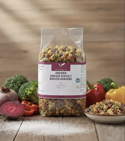 Organik Karışık Sebzeli Boncuk Makarna